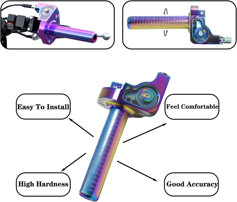 JXPANG Motorcycle Throttle Grip 7/8" 22mm CNC Aluminum Quick Twister with Throttle Cable for KLX CR CRF EXC XR CRF50 CRF230 50 110 125 230 250 Dirt Pit Bike Motocross Motorbike Quad ATV - Image 3